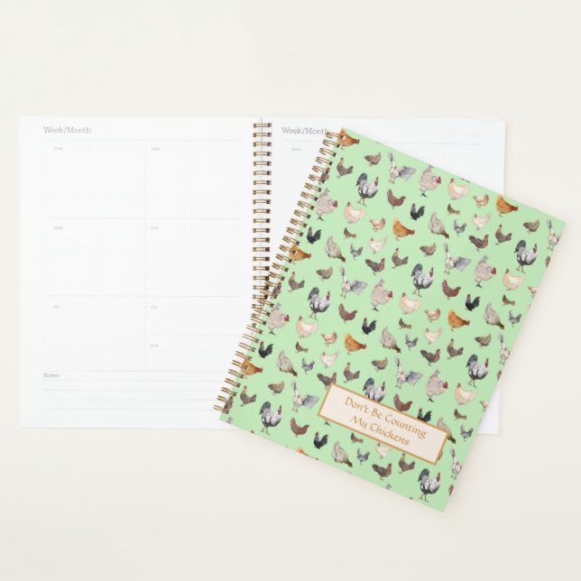 Chicken Happy pattern Light Green Planner (Display)