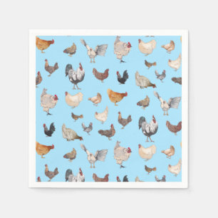 Chicken Happy pattern on Blue Napkin