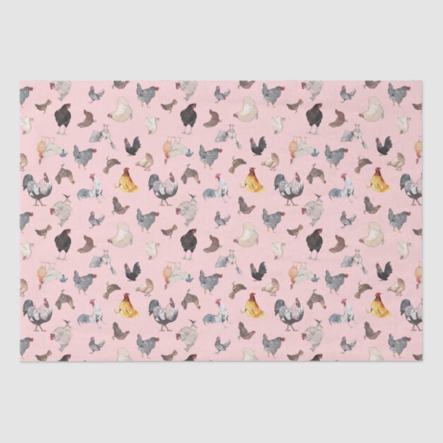 Chicken Happy pattern Wrapping Paper Sheets (Front)