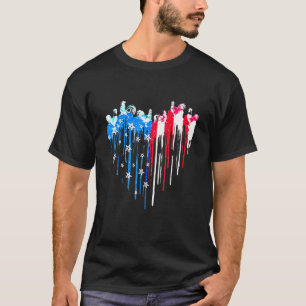 Chicken Heart American Flag 4th Of July Farmers Pa T-Shirt