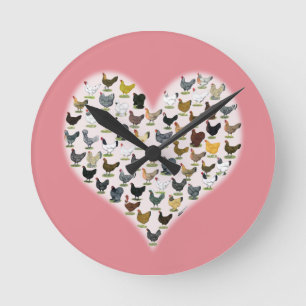 Chicken Heart Round Clock