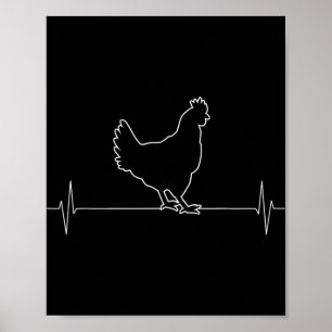 Chicken Hen Animal Vintage Heartbeat Poster