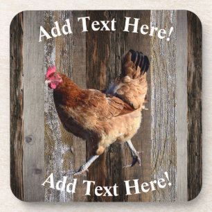 Chicken Hen  Barn Board Vintage Wood  Rustic Wood Coaster