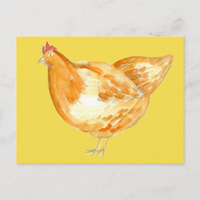Chicken Hen Farm Animal Sunshine Yellow Postcard (Front)