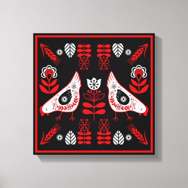 Chicken Hen Folk Art Canvas Print (Front)