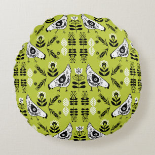 Chicken Hen Folk Art Round Cushion