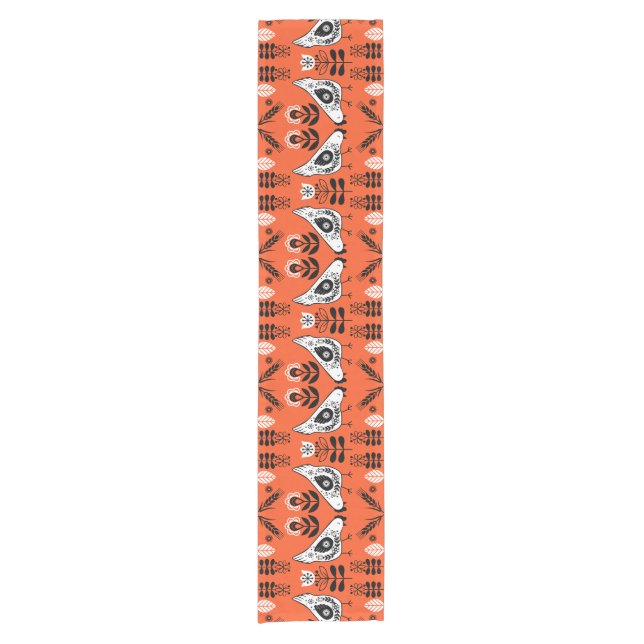 Chicken Hen Folk Art Short Table Runner (Front)