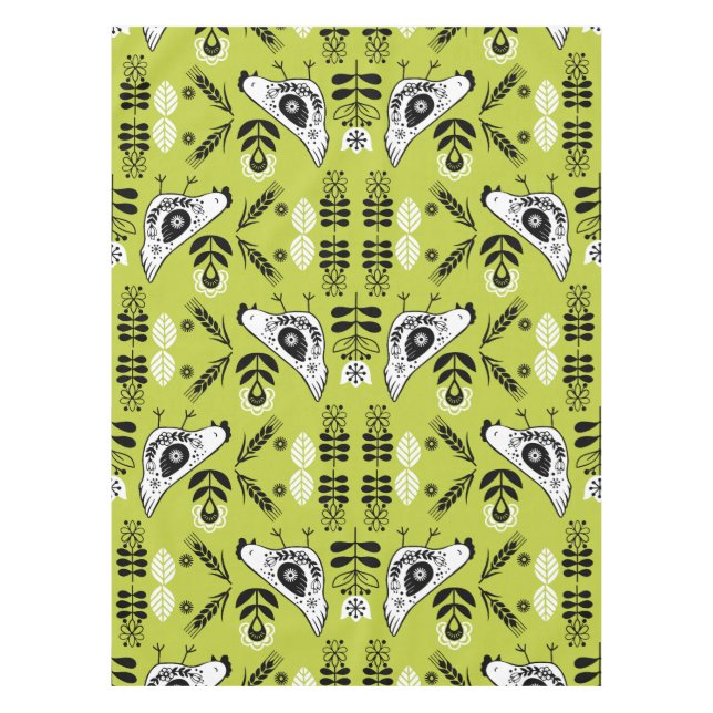 Chicken Hen Folk Art Tablecloth (Front)