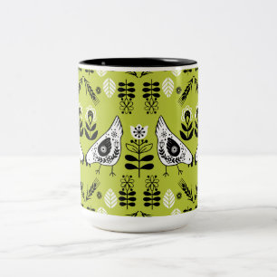 Chicken Hen Folk Art Two-Tone Coffee Mug