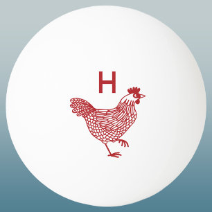 Chicken Hen Monogram Initial Ping Pong Ball