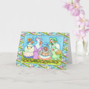 CHICKEN HEN PARTY, COUNTRY FEATHERED FRIENDS Blank Card