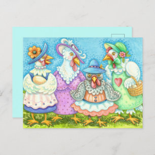 CHICKEN HEN PARTY, COUNTRY FEATHERED FRIENDS Funny Postcard