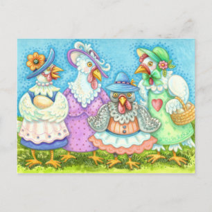 CHICKEN HEN PARTY, COUNTRY FEATHERED FRIENDS Funny Postcard