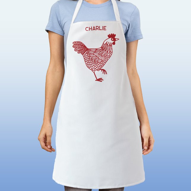 Chicken Hen Personalised Apron (Chicken hen personalized name apron)