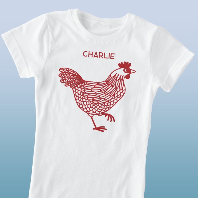 Chicken Hen Personalised T-Shirt (Fun personalized custom name red chicken hen t-shirt for poultry lovers)
