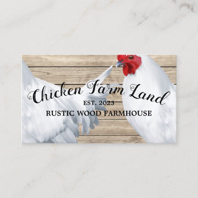 Chicken Hen Rustic Organic Egg Farm Business Card (Front)
