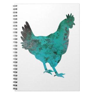 Chicken Hen Teal Blue on White Background Notebook
