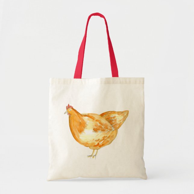 Chicken Hen Watercolor Tote Bag (Front)