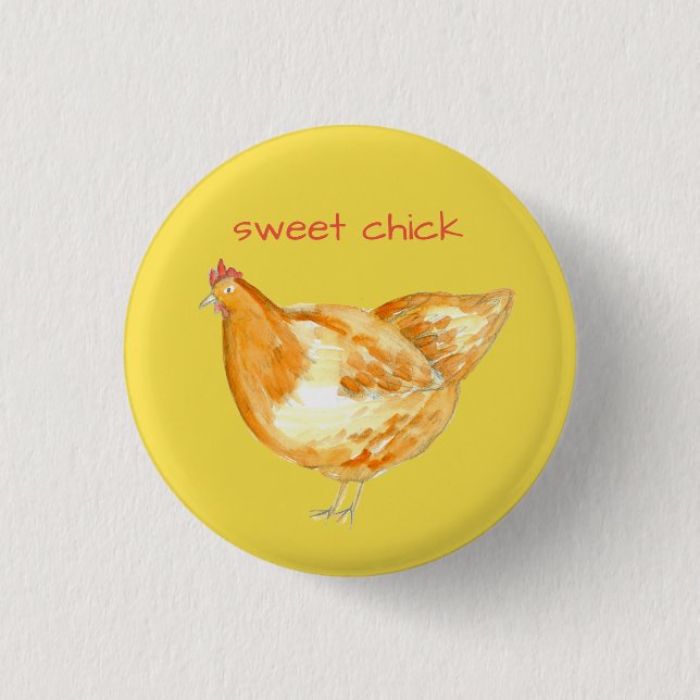 Chicken Hen Yellow Sweet Chick 3 Cm Round Badge (Front)