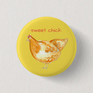 Chicken Hen Yellow Sweet Chick 3 Cm Round Badge