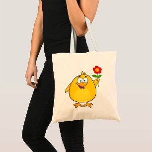 Chicken Holding A Flower Tote Bag