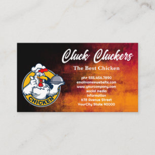 Chicken Holding Food Platter Business Card