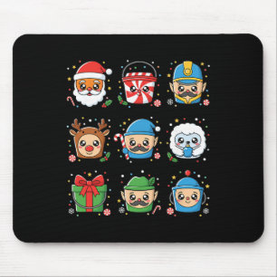 Chicken Holiday Coop Crew, Cute Cartoon Character Mouse Mat