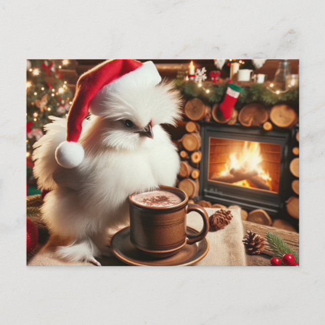 Chicken Holiday Greeting Postcard (Front)