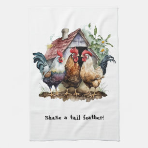 Chicken House Roosters  Tea Towel