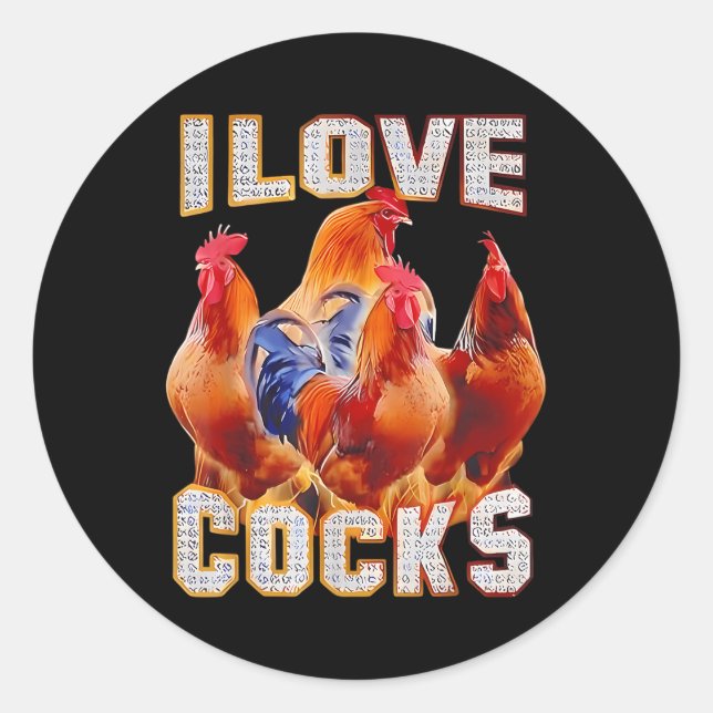 Chicken I Love S  Classic Round Sticker (Front)