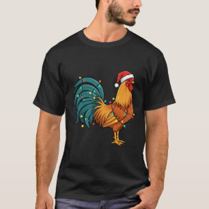 Chicken I Rock A Festive Rooster In A Santa Hat T-Shirt