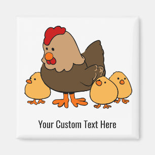 Chicken illustration custom text magnet