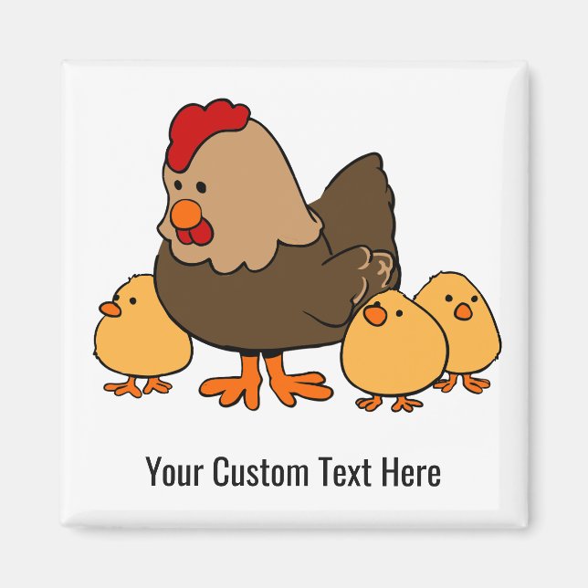 Chicken illustration custom text magnet (Front)