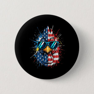 Chicken I'm The Patriot Rooster In Cool Shades 6 Cm Round Badge
