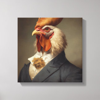 Chicken In a Suit | Animal Art | Animal in a Suit  Canvas Print