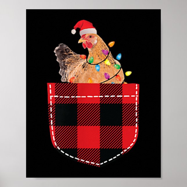 Chicken In Cket Funny Xmas Plaid Cket Chicken Chri Poster (Front)