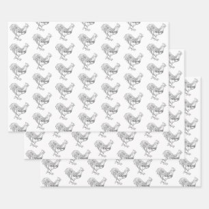 Chicken in Pen & Ink Wrapping Paper Sheet