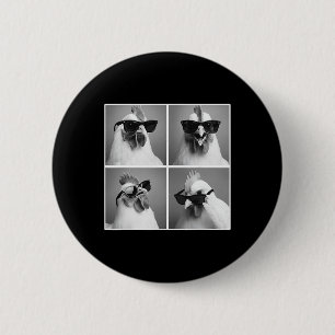 Chicken In Photobooth Rooster With Sungles 6 Cm Round Badge