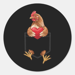 Chicken In Pocket Hen Farm Animal Lover Design Val Classic Round Sticker