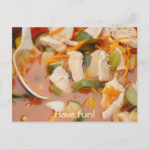 chicken in red curry with vegetables postcard