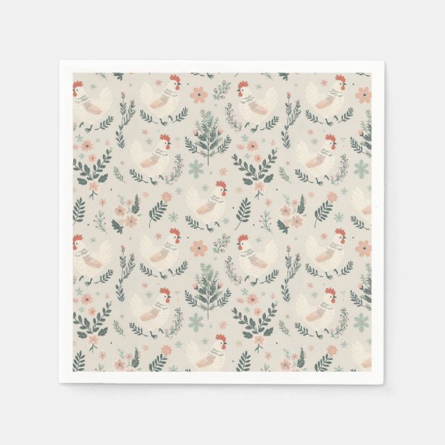 Chicken in the Garden Napkin (Front)