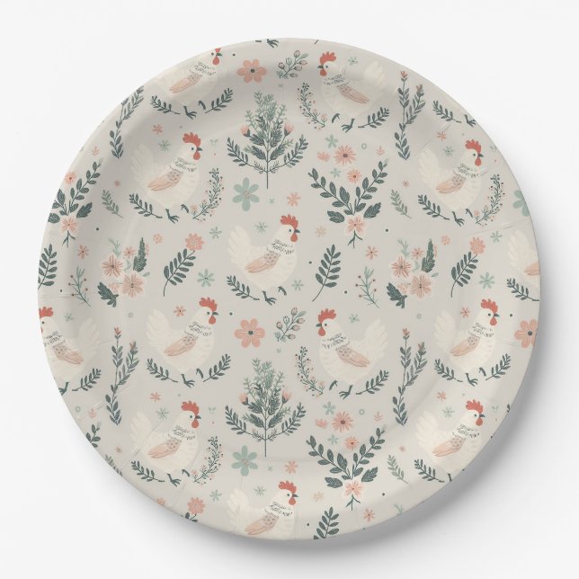 Chicken in the Garden Paper Plate (Front)