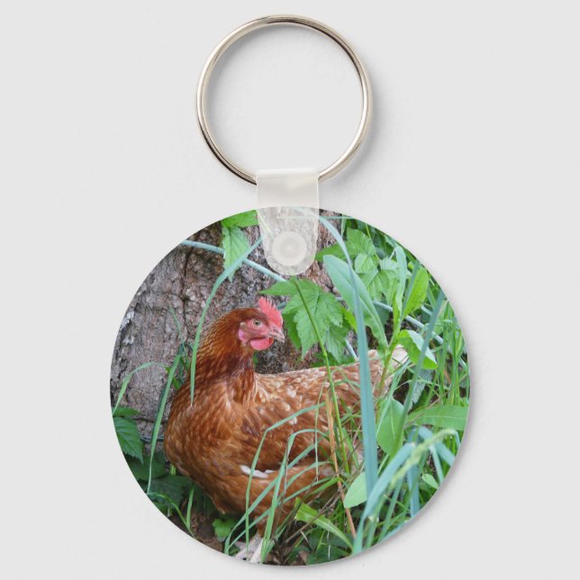 Chicken in the Grass Key Ring (Front)