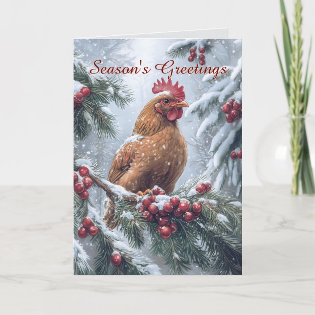 Chicken in the Snow Christmas Card (Front)
