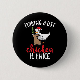 Chicken It Twice Funny Chicken Christmas Design 6 Cm Round Badge