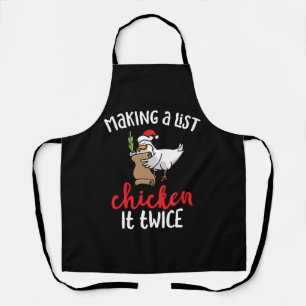 Chicken It Twice Funny Chicken Christmas Design Apron