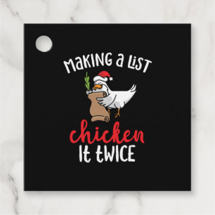 Chicken It Twice Funny Chicken Christmas Design Favour Tags