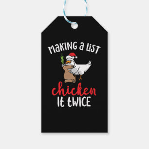 Chicken It Twice Funny Chicken Christmas Design Gift Tags
