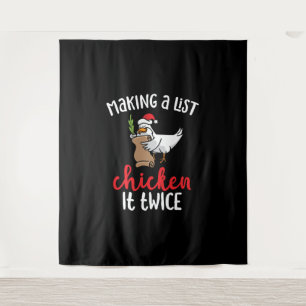 Chicken It Twice Funny Chicken Christmas Design Tapestry