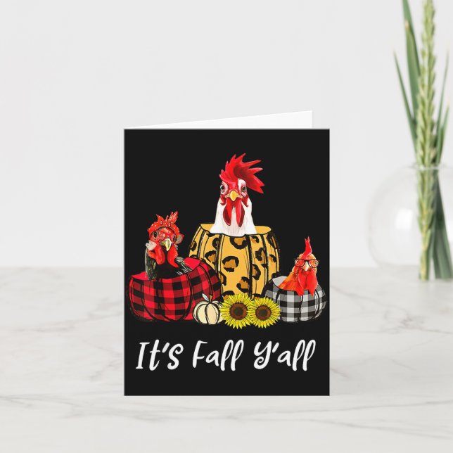 Chicken It's Fall Y'all Leopard Pumpkin Autumn Tha Card (Front)
